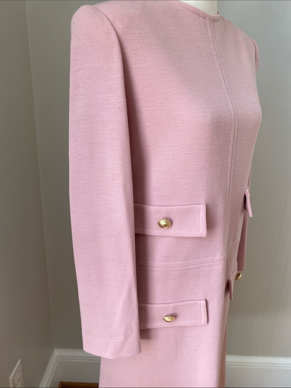 Vintage Helga powder pink Jackie O First Lady dress faux pocket size medium knit - Picture 5 of 16